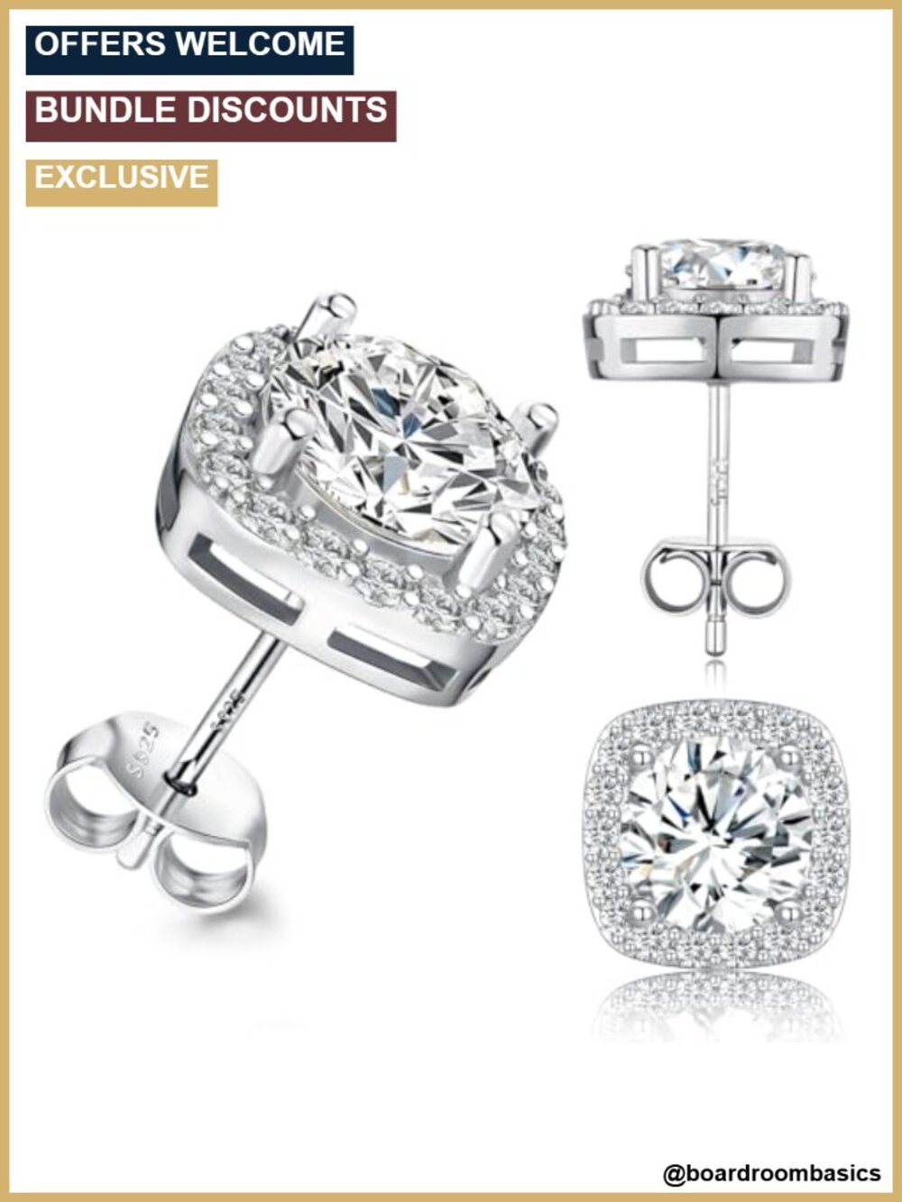 Moissanite Stud Earrings Hypoallergenic 925 Sterling Silver Prong Set Gift